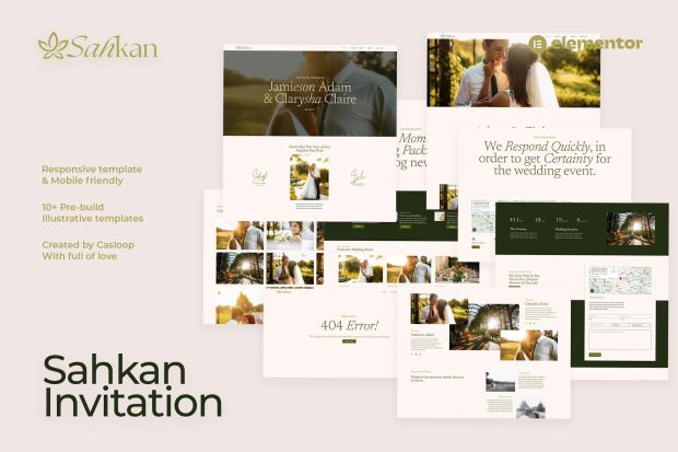 Sahkan - Wedding Invitation & Gallery Elementor Template Kit