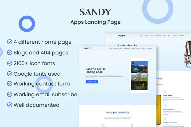 SANDY - Apps Landing Page