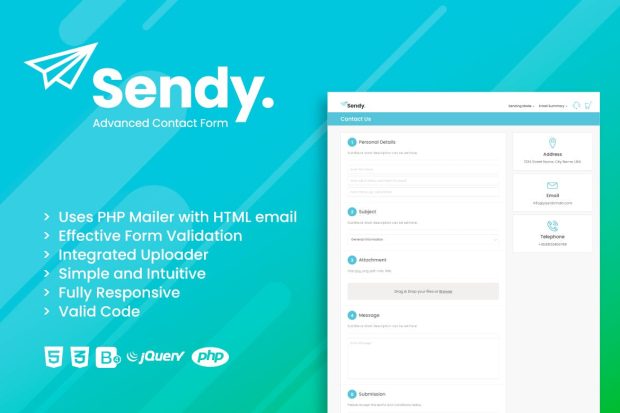 Sendy | Advanced Contact Form with File Uploader