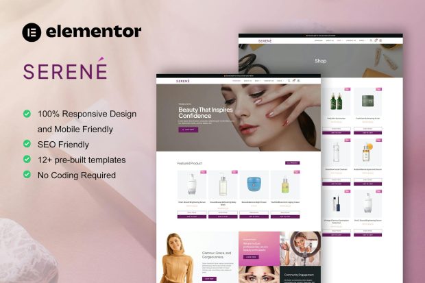 Serene - Beauty Shop & Skincare Elementor Pro Template Kit