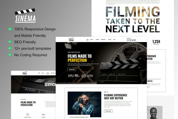 Sinema - Film Maker & Movie Studio Elementor Template Kit