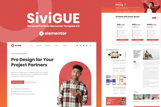 SiviGUE - Personal Portfolio Elementor Template Kit