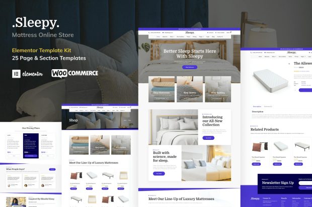 Sleepy - Mattress & Bedding Online Store Elementor Pro Template Kit