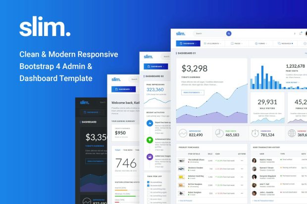 Slim Clean & Modern Bootstrap 4 Admin & Dashboard