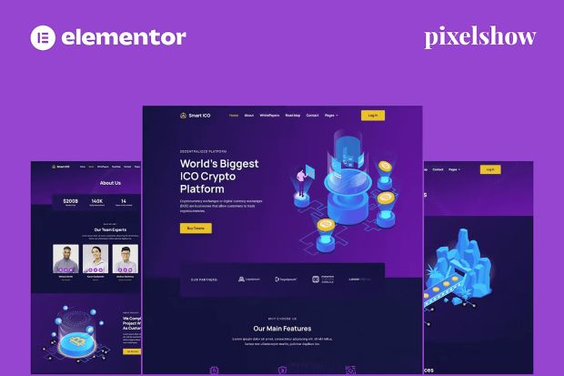 Smart ICO -  Crypto Currency Elementor Pro Full Site Kit