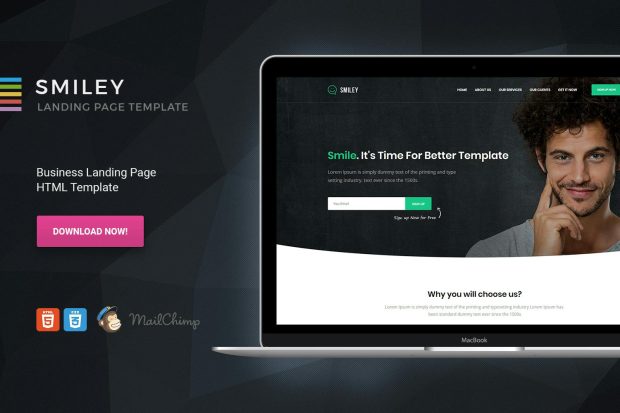 Smiley - HTML Business One Page Template