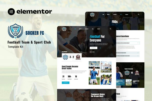 Socker - Football Team  & Sports Club Elementor Template Kit