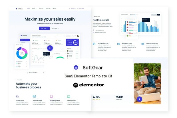 SoftGear - SaaS Elementor Template Kit