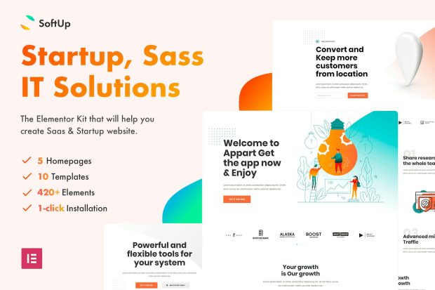 SoftUp - Saas & Startup Elementor Template Kit