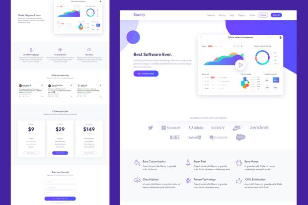 Software & SaaS App Landing Template - Startly