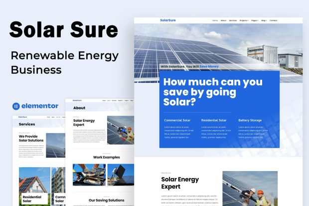 Solar Sure - Renewable Energy Business - Elementor Template Kit