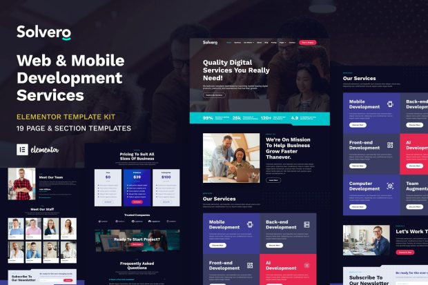 Solvero - Web & Mobile Development Service Elementor Template Kit