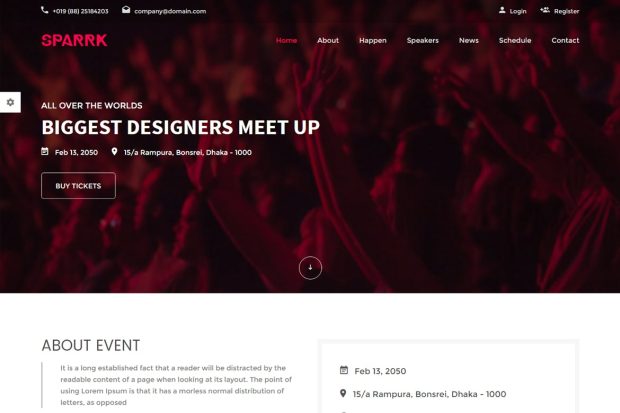 Sparrk – Event Bootstrap Template