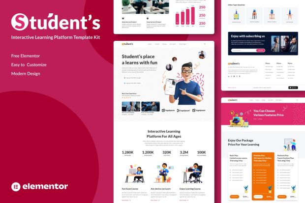 Student's Online e-Course Elementor Template Kit