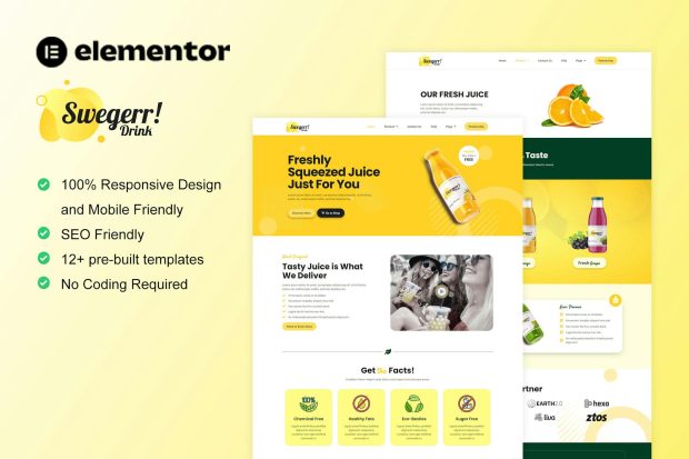 Swegerr - Juice & Fresh Drink Elementor Template Kit