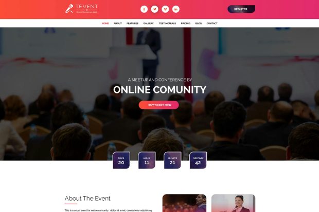 T Event - Event Conference & Meetup PSD Template