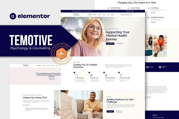 Temotive – Psychology & Counseling Elementor Template Kit