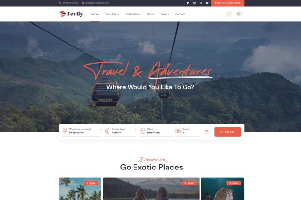 Tevily - Travel & Tour Booking WordPress Theme 1.1.7