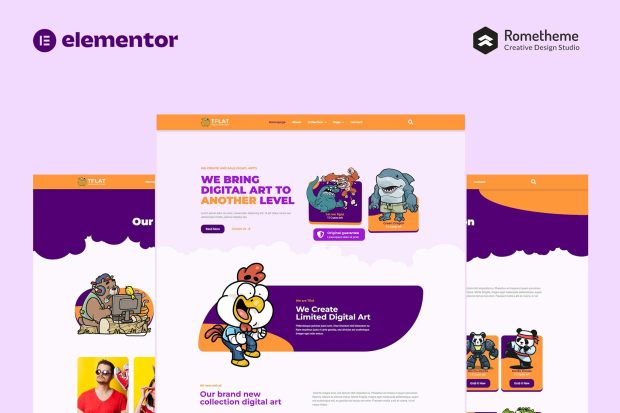 Tflat NFT Portfolio Elementor Pro Full Site Template Kit