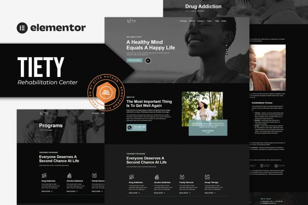 Tiety - Addiction Recovery and Rehabilitation Center Elementor Template Kit