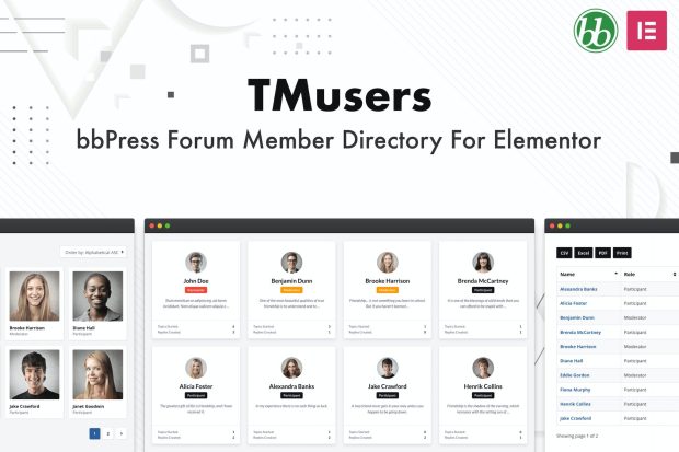 TMusers - bbPress Member Directory For Elementor 1.1