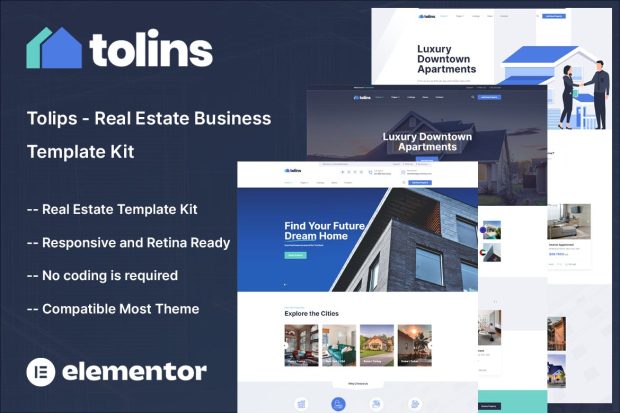 Tolips - Real Estate Business Elementor Template Kit