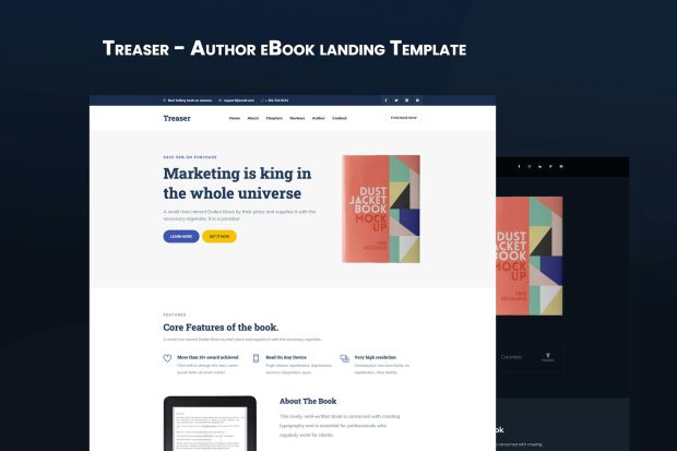 Treaser - Author eBook landing Template + RTL