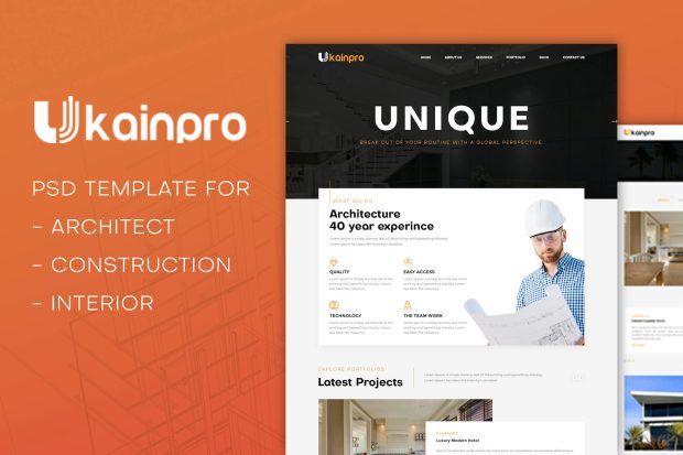 Ukainpro | Architect & Construction PSD Template