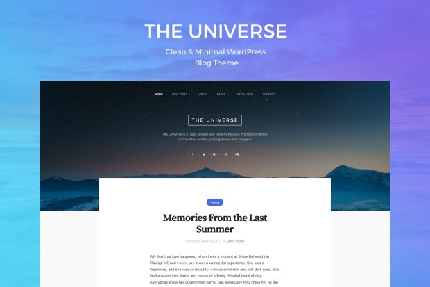 Universe - Clean & Minimal WordPress Blog Theme 1.2.2