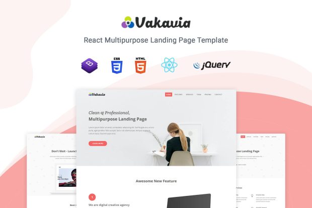 Vakavia - React Landing Page Template