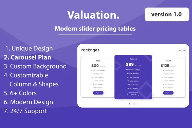 Valuation - HTML slider pricing tables