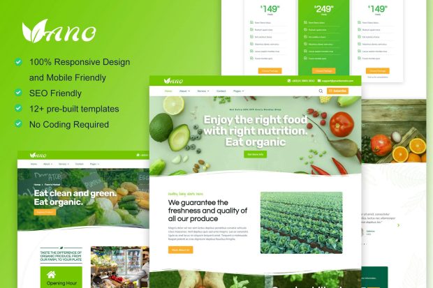 Vano - Organic Food & Agriculture Elementor Template Kit