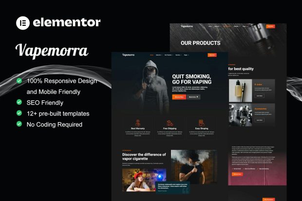 Vapemorra - Vape Store Elementor Template Kit