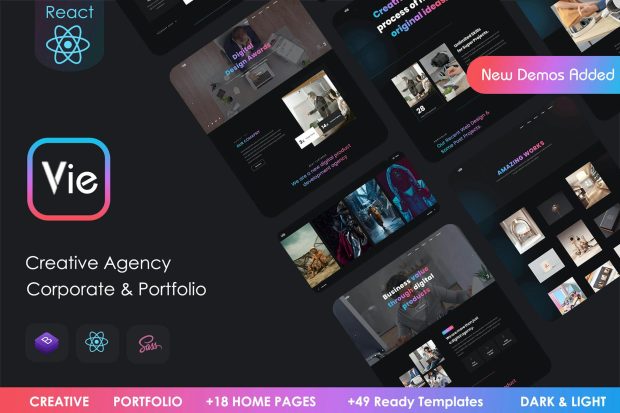 Vie - React Creative Portfolio & Agency template