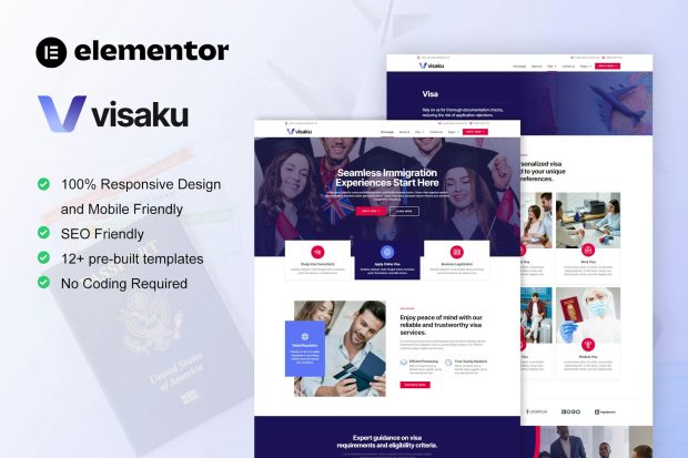 Visaku - Immigration & Visa Consulting Elementor Pro Template Kit