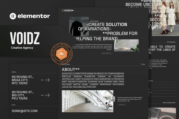 Voidz - Creative Agency Elementor Template Kit