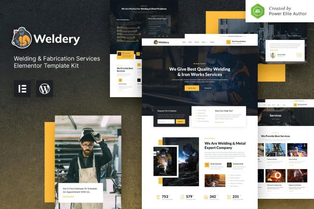 Weldery – Welding & Fabrication Services Elementor Template Kit