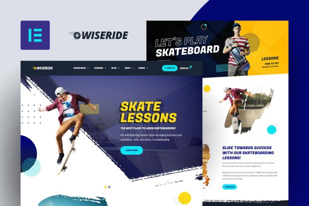 WiseRide - Skateboarding Lessons & Shop Woocommerce Elementor Template Kit