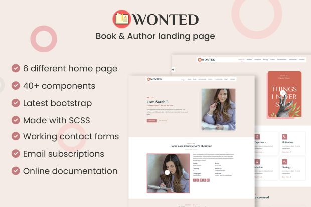 Wonted - Book & Author Landing page