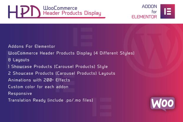 WooCommerce Header Products Display for Elementor 1.0