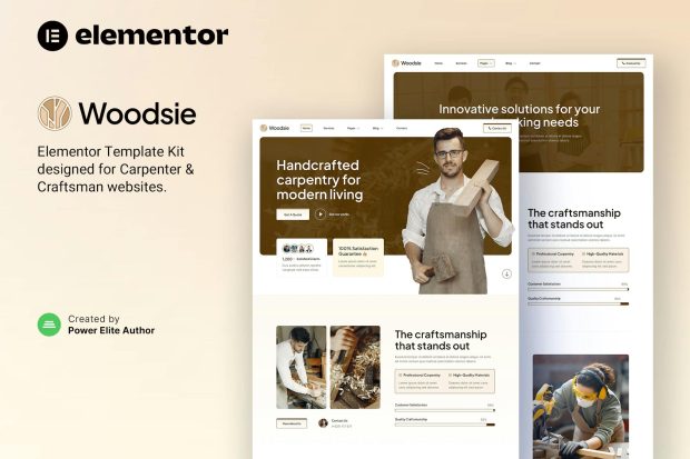 Woodsie – Carpenter & Craftsman Elementor Template Kit