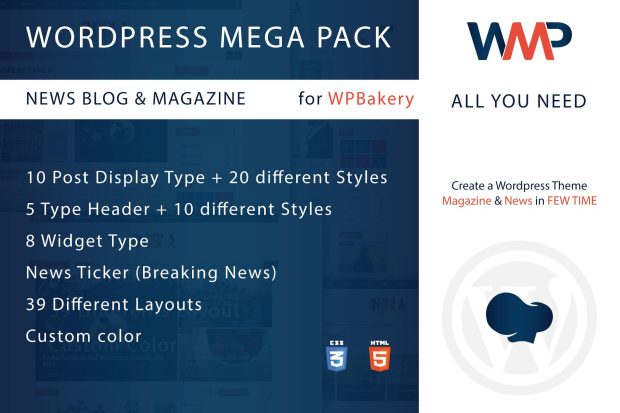 Wordpress Mega Pack for WPBakery, News-Blog 1.0