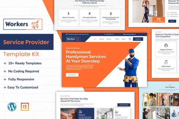 WorkersJet - Handyman & Repair Service Elementor Template Kit