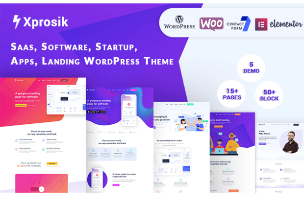 Xprosik – Saas Software App Landing Page Template