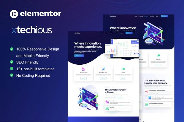 Xtechious - Saas & Digital Tech Company Elementor Template Kit