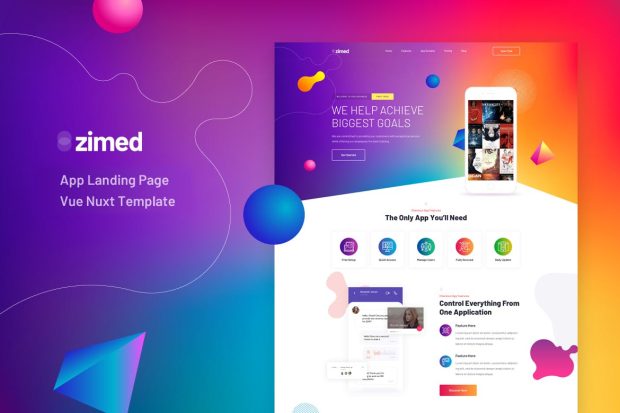 Zimed - Vue Nuxt App Landing Page Template