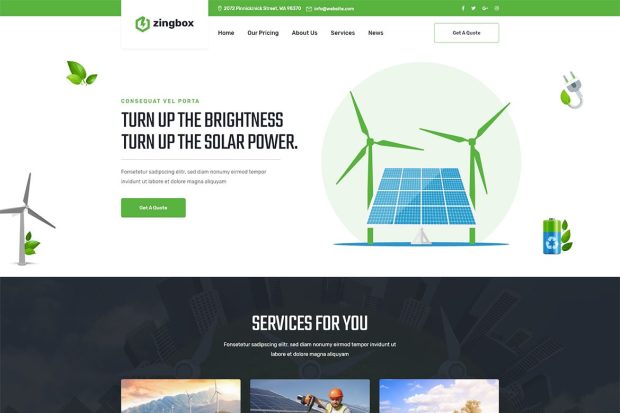 Zingbox - Wind & Solar Energy WordPress Theme 1.0.9