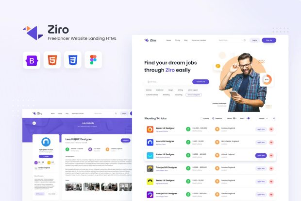 Ziro - Freelancer Directory Website HTML Template