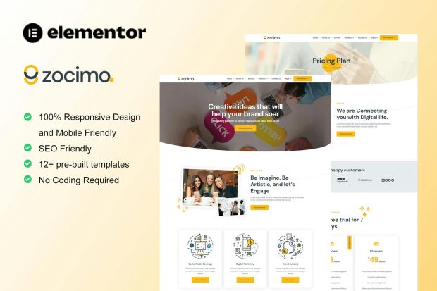 Zocimo - Social Media Marketing Agency Elementor Template Kit