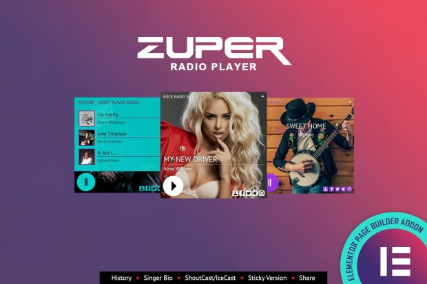 Zuper - Shoutcast Icecast Radio Player - Elementor 2.5